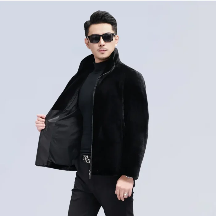 Black stand-up collar jacket