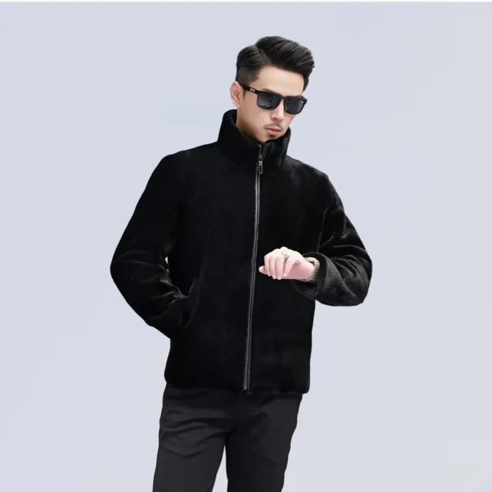 Black stand-up collar jacket